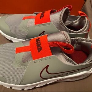 Nike Kids Gray and Red Slip-On Sneakers